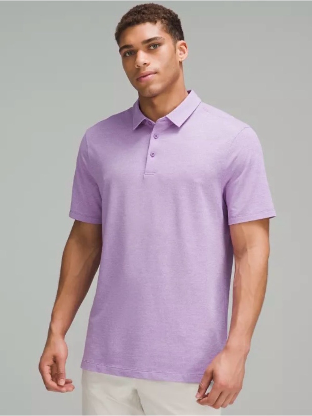 lululemon athletica Evolution Men's Lavender Heather Polo Medium - Picture 2 of 7